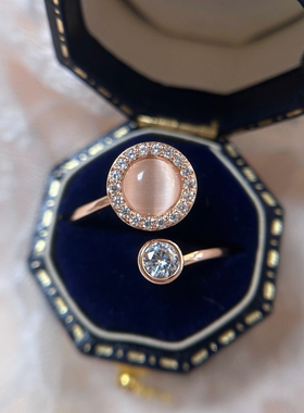 猫眼开口戒指气质小众女