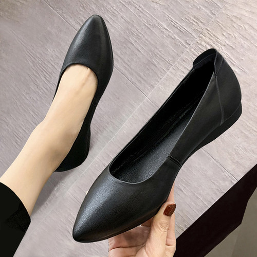 真皮工作鞋女款新款软底平底鞋