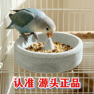 鹦鹉火山石食盆磨砂磨爪磨嘴喙水盆碗一体浮石鸟盆鸽子圆形