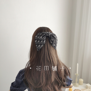 jill大姐姐同款 字母蝴蝶结顶夹兔耳朵弹簧夹老花中复古发夹头饰