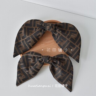 jill大姐姐同款 f字母蝴蝶结顶夹兔耳朵弹簧夹老花复古发抓夹头饰