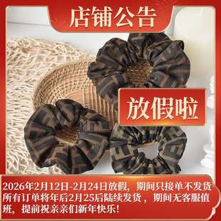 大姐姐jill同款字母大肠发圈中古vintage老花皮筋韩国法式头饰