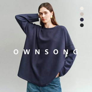 T恤 女秋冬加绒加厚宽松长袖 OWNSONG自留 超柔软德绒圆领打底衫