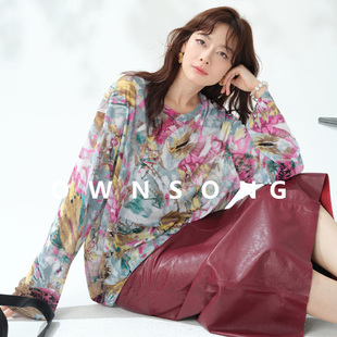 T恤女宽松防晒上衣罩衫 OWNSONG艺术家灵感 超薄小众设计印花长袖