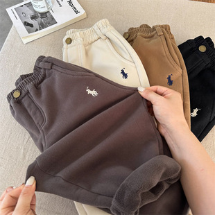 宝宝弹力休闲裤 儿童长裤 男女童刺绣加厚棉布裤 新品 2024秋季