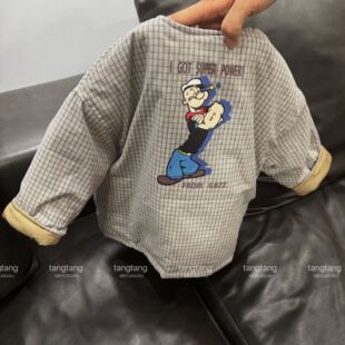 保暖~韩版儿童格子加厚棉服男女宝宝秋冬款休闲棉衣外套