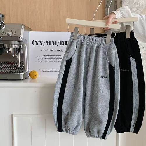 男童2026新款拼接宽松休闲运动裤春秋款百搭束脚裤潮字母长