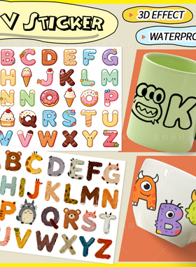 Cartoon letter pattern waterproof UV stickers