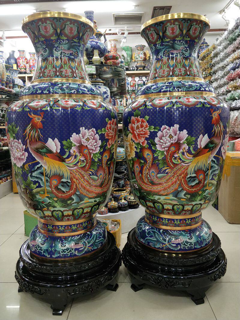 北京特色工艺品正品铜胎掐丝珐琅景泰蓝40寸花瓶开业装饰礼品摆件