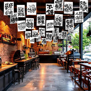 烧烤店工业风吊顶装饰挂件小红书推荐烧烤撸串氛围感kt板挂饰串旗