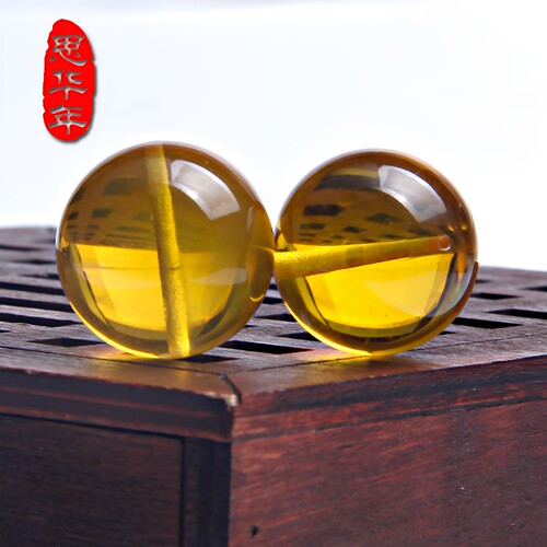 思华年原矿天然金珀圆珠散珠