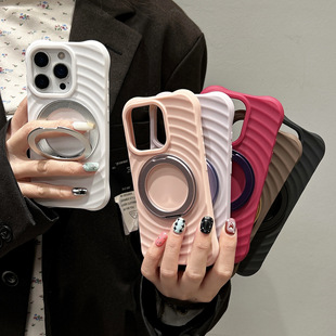 适用苹果17promax手机壳波漾磁吸支架iPhone16液态硅胶防摔保护套