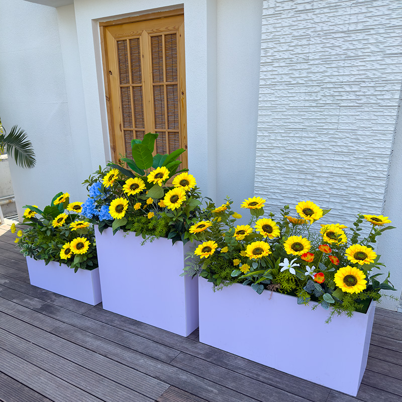 wo+仿真向日葵花箱景观组合摆放