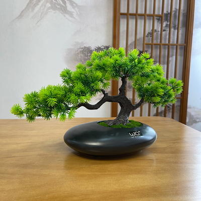 wo+仿真绿植小树盆栽草球迎客松发F财树书桌餐桌隔板架子装饰摆放