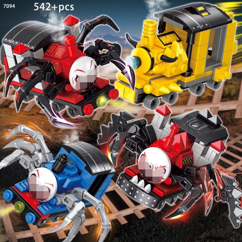 查尔斯小火车进化列车BOSS版战车怪物蜘蛛主角拼装积木儿童玩具