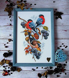 法国DMC十字绣套件红鸟和黑莓欧式 花卉杂志俄图精准印花9100