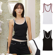 CALVIN KLEIN JEANS韩国代购25秋女螺纹大U领针织背心吊带47D300G