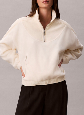 CK Jeans韩国代购25秋冬女士休闲通勤半拉链夹棉套头夹克47D231G