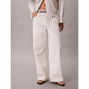 47F742G 春夏休闲舒适白色裤 韩国代购 CK女26春宽松低腰阔腿牛仔裤