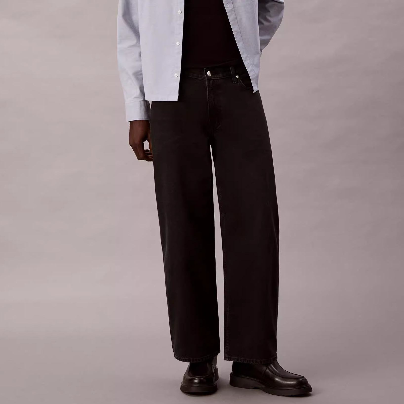 CK Jeans韩国代购25冬明星同款美式纯棉宽松弯刀牛仔裤4RE727G