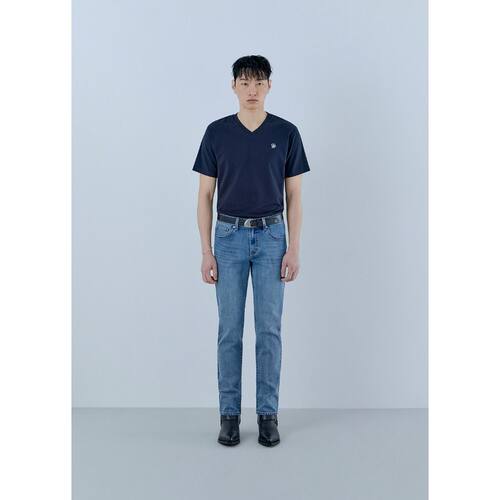 韩国代购GUESS男士弹力修身直筒牛仔裤休闲日常裤浅蓝MQ1D9050