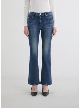 GUESS韩国代购25冬女士复古蓝色水洗气质百搭时尚微喇显瘦牛仔裤