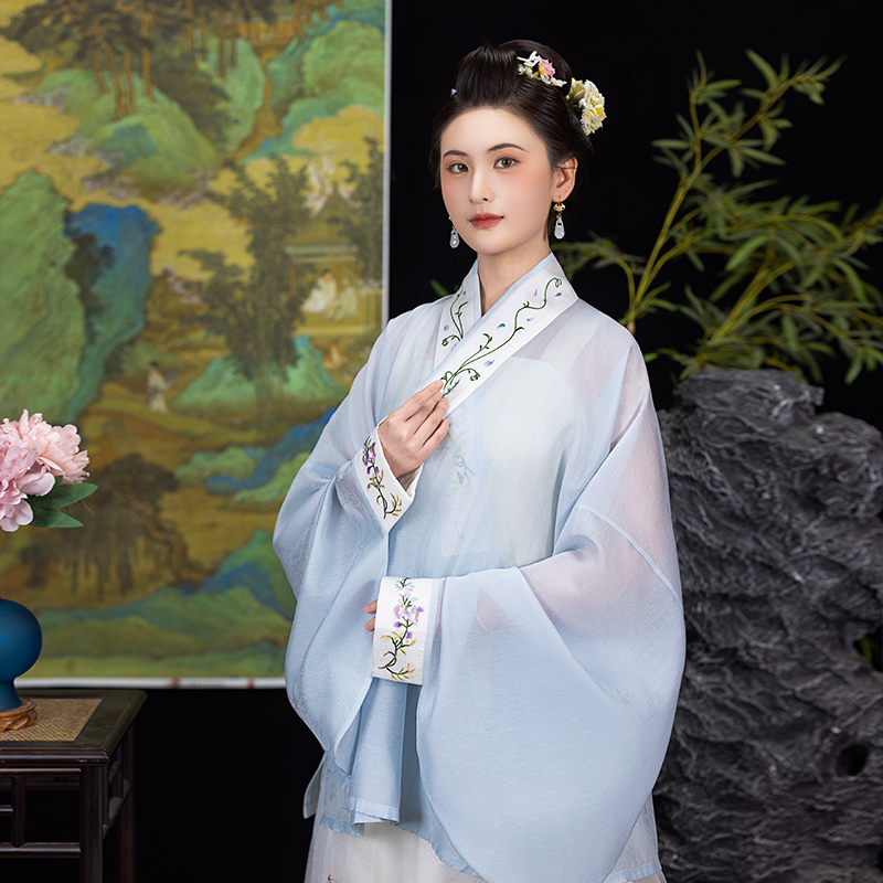 初末【紫藤交领】汉服女日常提花暗纹明制对交穿 上衫琵琶袖春季