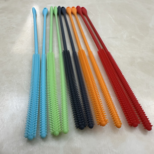 长柄吸管刷子食品级硅胶杯刷高密刷毛奶嘴刷清洁试管刷硅胶刷缝隙