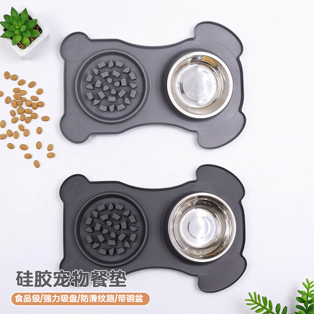 硅胶宠物餐垫含盆自带吸盘食品级
