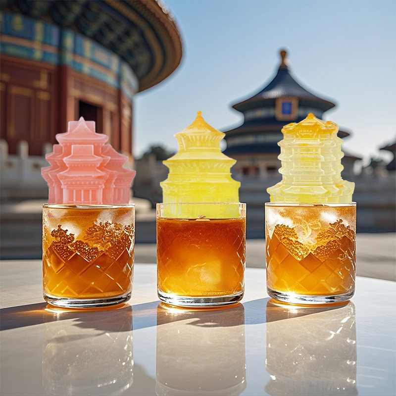 国潮文创建筑冰块模具食品级硅胶