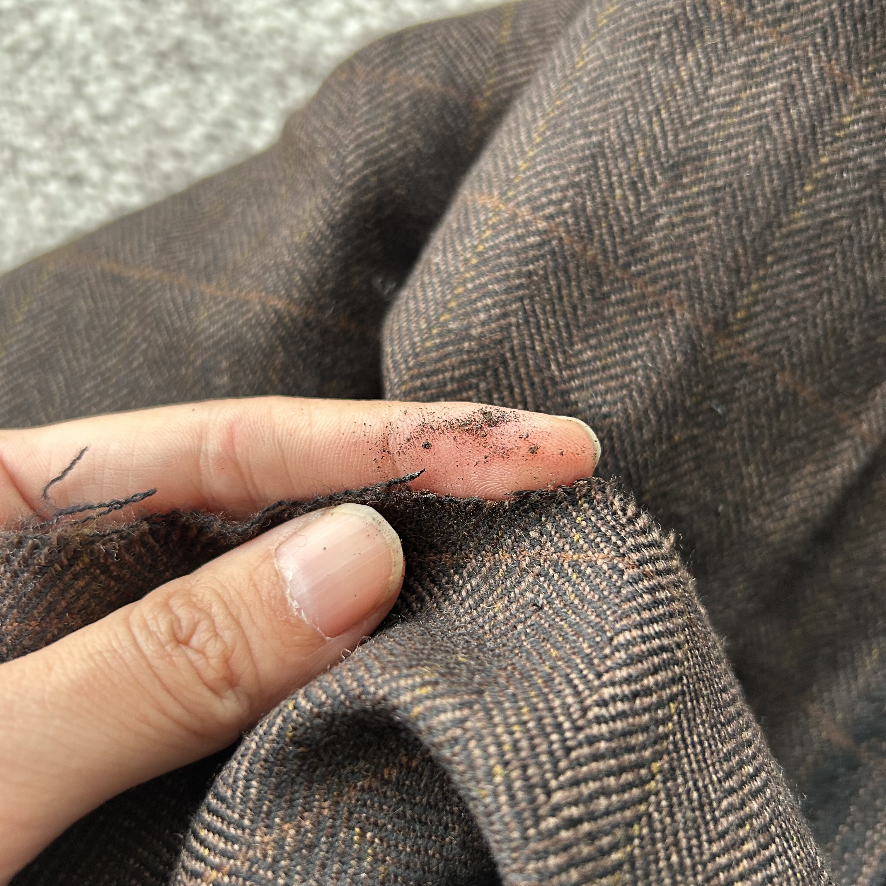 咖啡色美拉德色系格子羊毛羊绒西装裤子面料纯羊毛100全羊毛布料