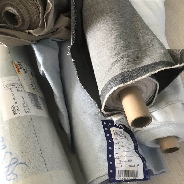 日本进口 牛仔布料细纹 平色毛圈牛仔布料服装面料 集合