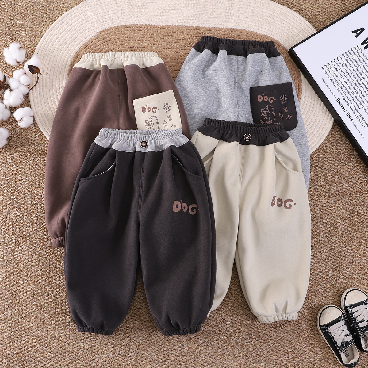 宝宝加绒裤子秋冬款2025新款