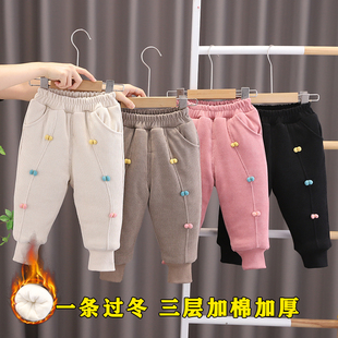 婴儿秋冬5儿童夹棉裤 加厚3岁小宝宝三层加绒冬装 子 冬季 女宝宝棉裤