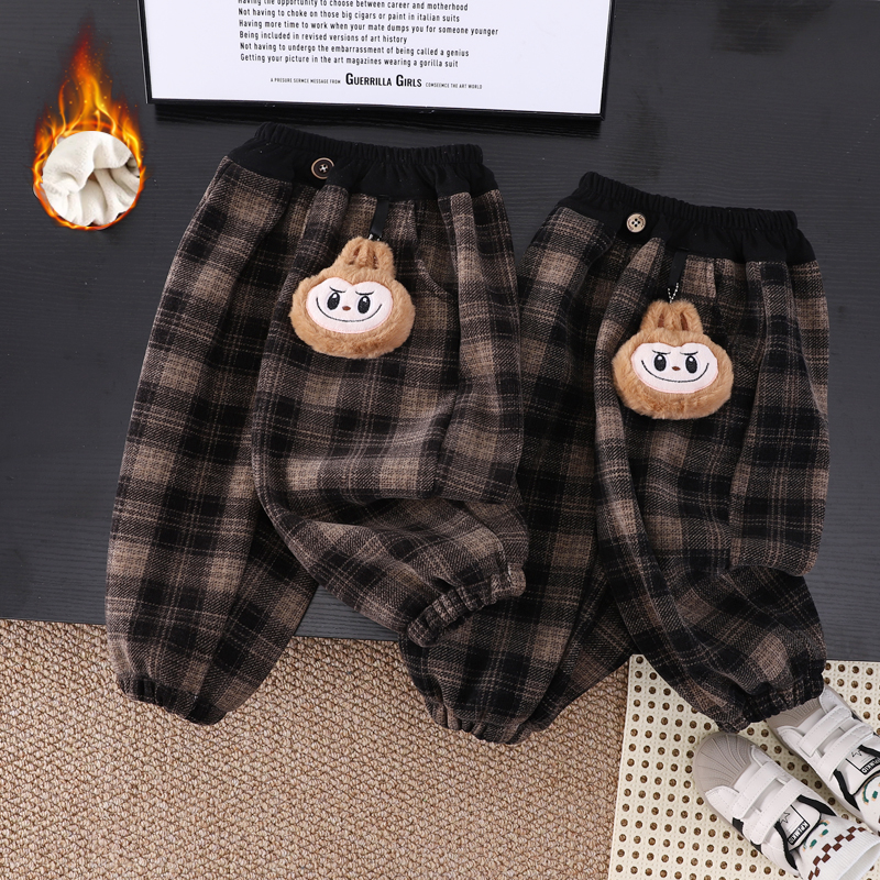 儿童加绒裤2025新款男宝宝一体绒