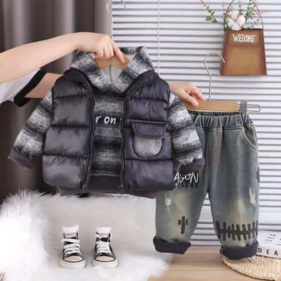 男童冬装套装新款卫衣三件套