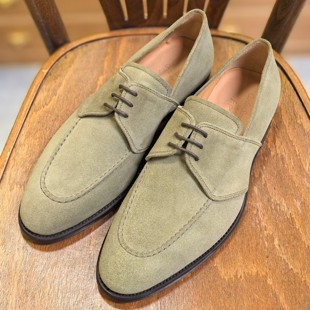 竹子绿 风格 葡萄牙Carlos Santos三孔德比Aubercy系带圆头城市法式