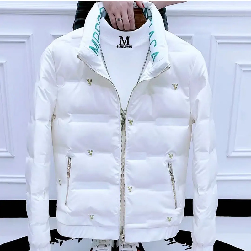 新款冬季男士亮面免清洗休闲修身显瘦羽绒服短款立领时尚羽绒外套