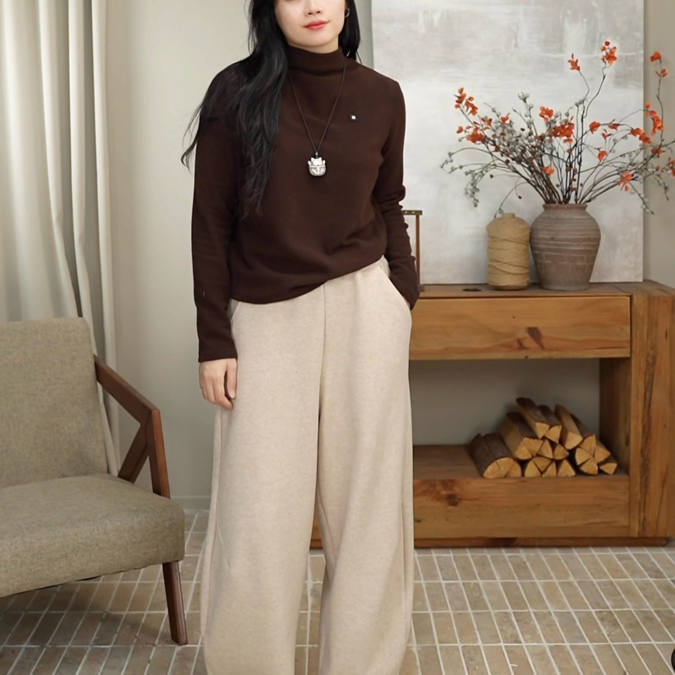 冬季新款加绒加厚羊毛呢直筒阔腿软糯休闲卫裤 333,女装/女士精品,休闲裤,淘宝优惠券,粉丝福利购,淘宝优惠卷