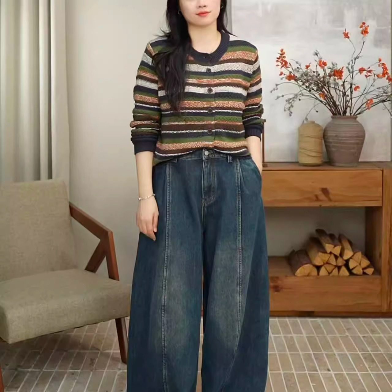 冬季加绒加厚牛仔宽松显瘦百搭阔腿灯笼长裤女 86115,女装/女士精品,牛仔裤,淘宝优惠券,粉丝福利购,淘宝优惠卷