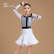 专业拉丁舞半身裙舞蹈练功裙子黑白条纹撞色跳舞服恰恰流苏女表演