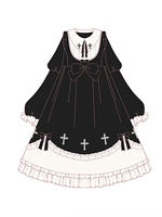 A oversized 200-pound chubby girl's gothic lolita dress, a dark-themed long-sleeved Lolita dress for Halloween thumbnail 6