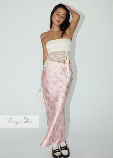 塔米家 美BR*se法式碎花缎面微微鱼尾半身长裙 外G5-4