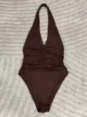 Tamijia W-F Low-V Ruched Halter Neck Bodysuit A4-4
