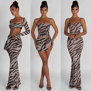 塔米家 三款 BOO棕色斑马纹包臀半身长裙短裙连身裙 英单B