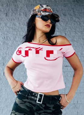 塔米家 澳洲潮牌ED印花斜肩短袖上衣 多色可选