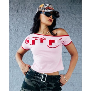 多色可选 上衣 塔米家 澳洲潮牌ED印花斜肩短袖