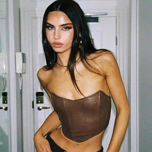 塔米家 P-P鱼骨PU迷你抹胸上衣 A1-2