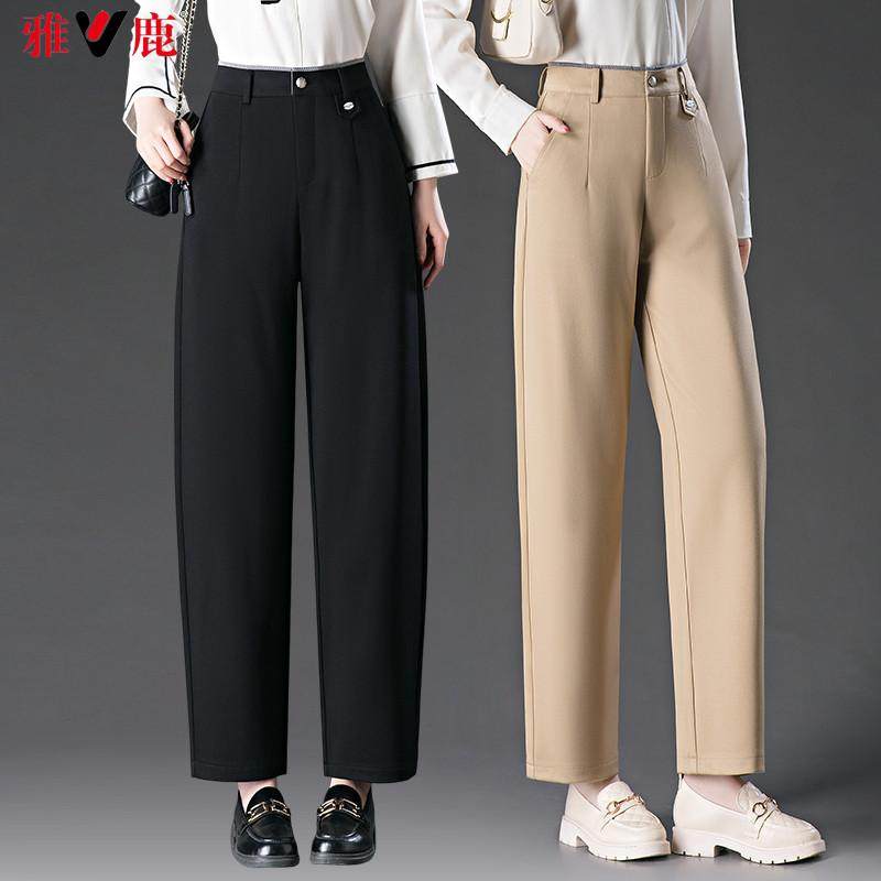 雅鹿镰刀裤女春秋女裤子2025新款高腰显瘦宽松中年妈妈女士休闲裤