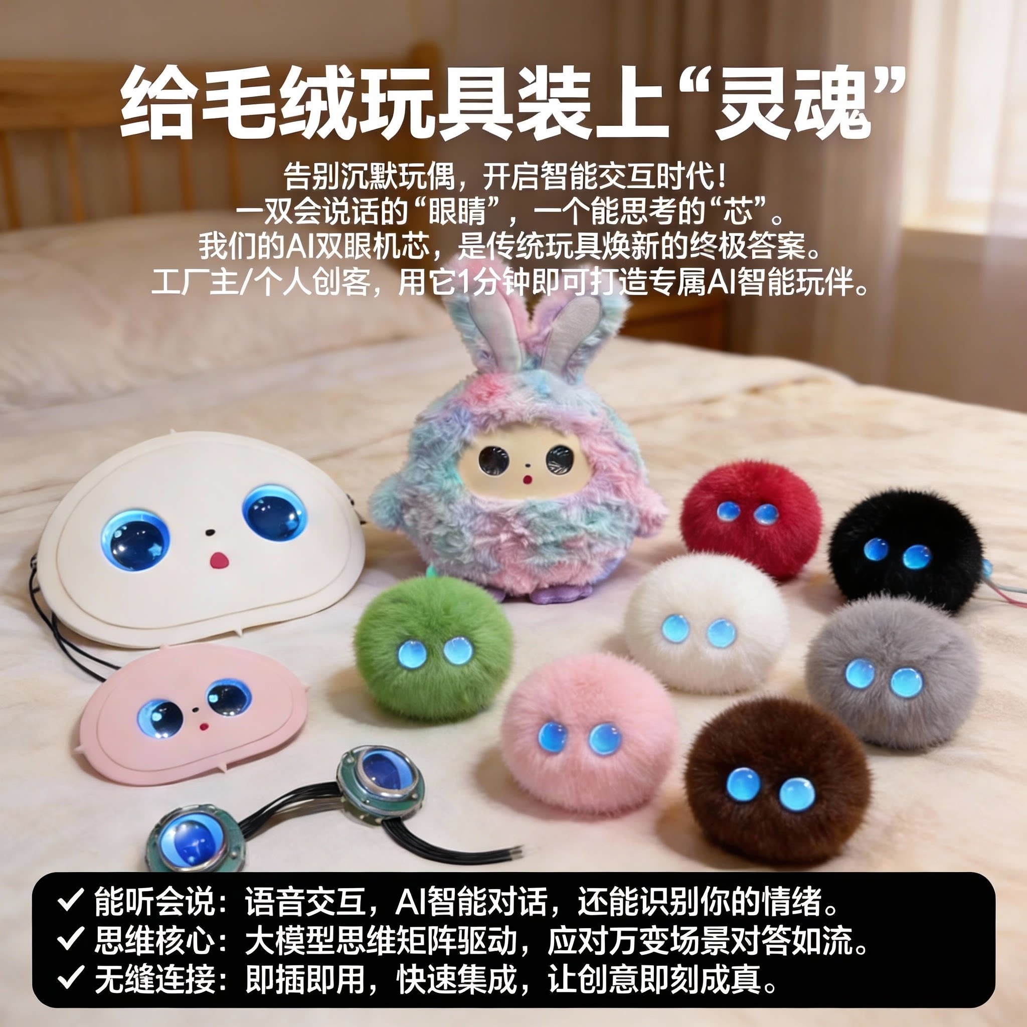涂鸦小智Ai机芯盒毛绒玩具厂人工智能玩具专用国内外通用WIFI版图片